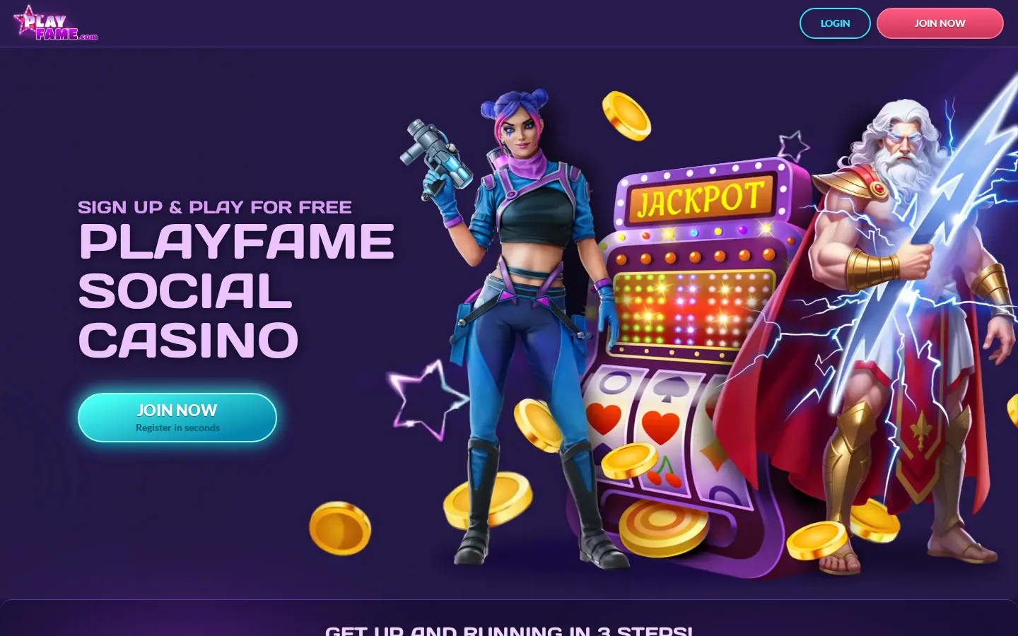 Screenshot of the PlayFame website